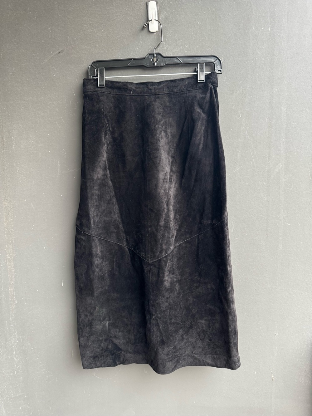 Vintage dark academia whimsigoth black suede pencil midi skirt